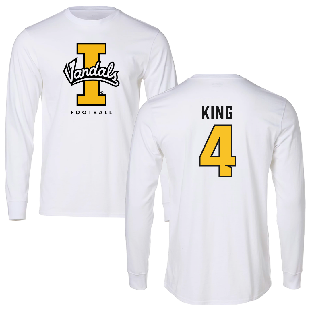 University of Idaho Football White Vandals Long Sleeve - #4 Isiah King