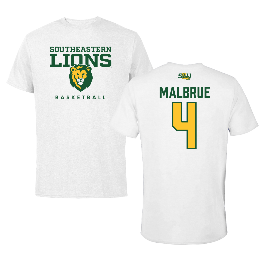 Southeastern Louisiana University Basketball White Tee  - #4 Jason Malbrue