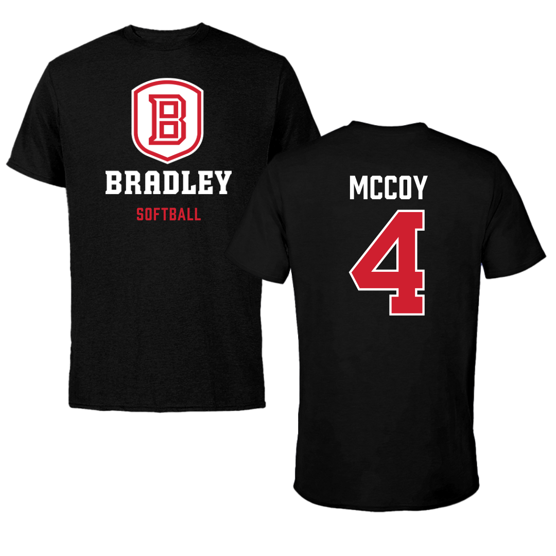 Bradley University Softball Black Block Tee - #4 Kierston McCoy
