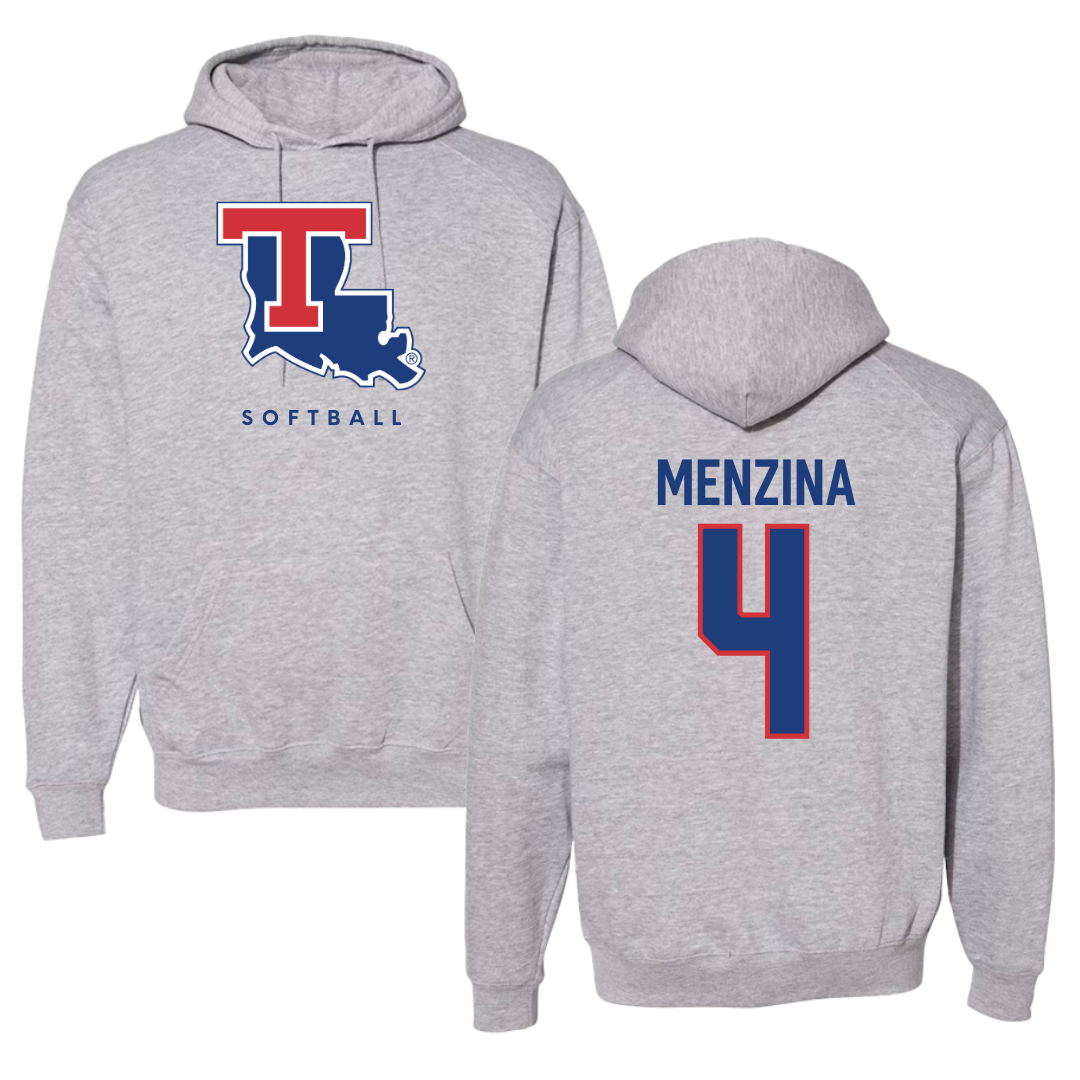 Louisiana Tech University Softball Gray Hoodie  - #4 Lauren Menzina