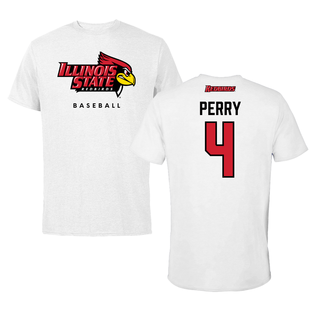 Illinois State University Baseball White Tee  - #4 Tanner Perry