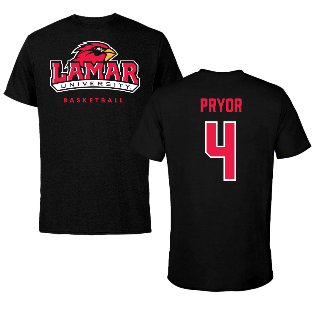 Lamar University Basketball Black Tee  - #4 Chris Pryor