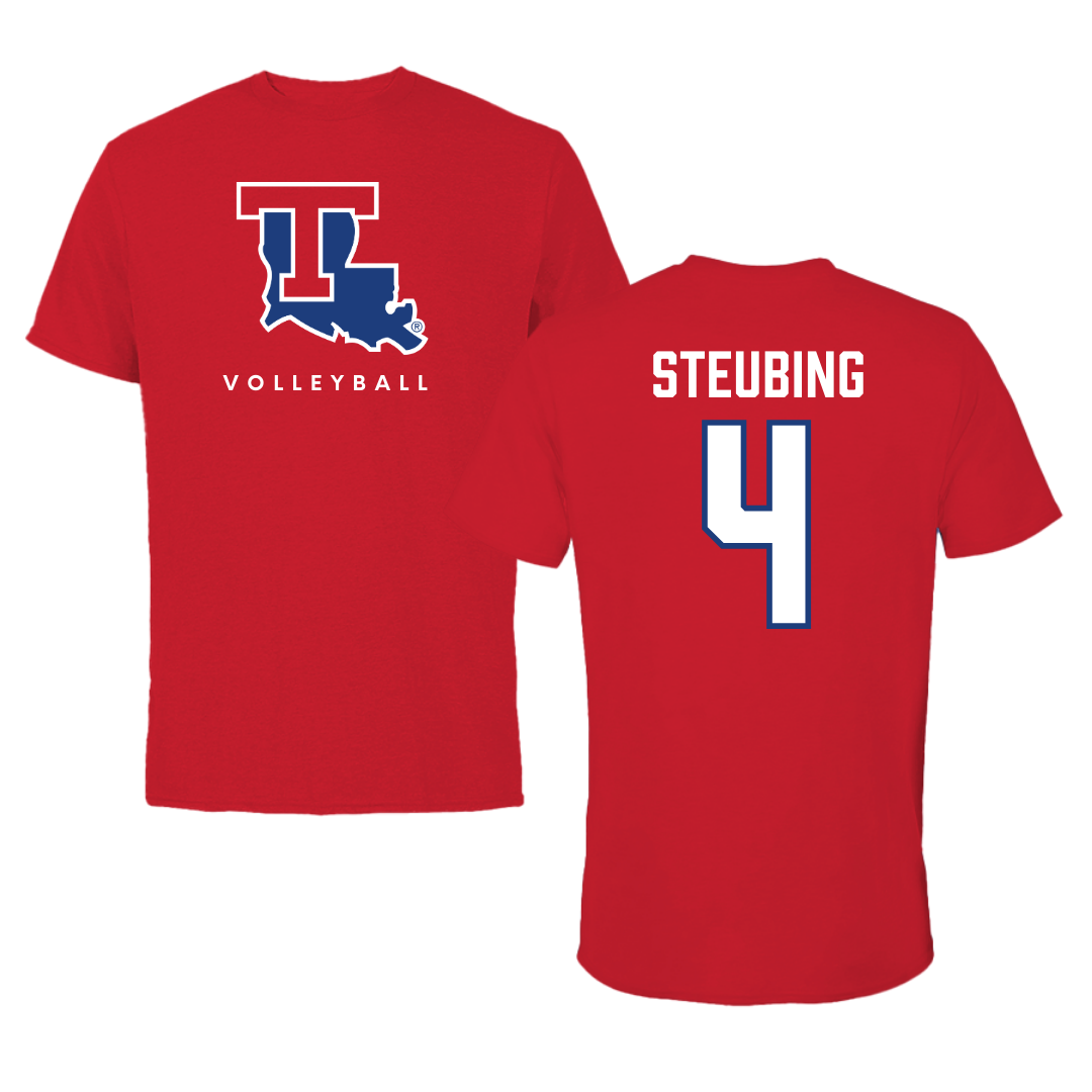 Louisiana Tech University Volleyball Red Tee  - #4 Riley Steubing