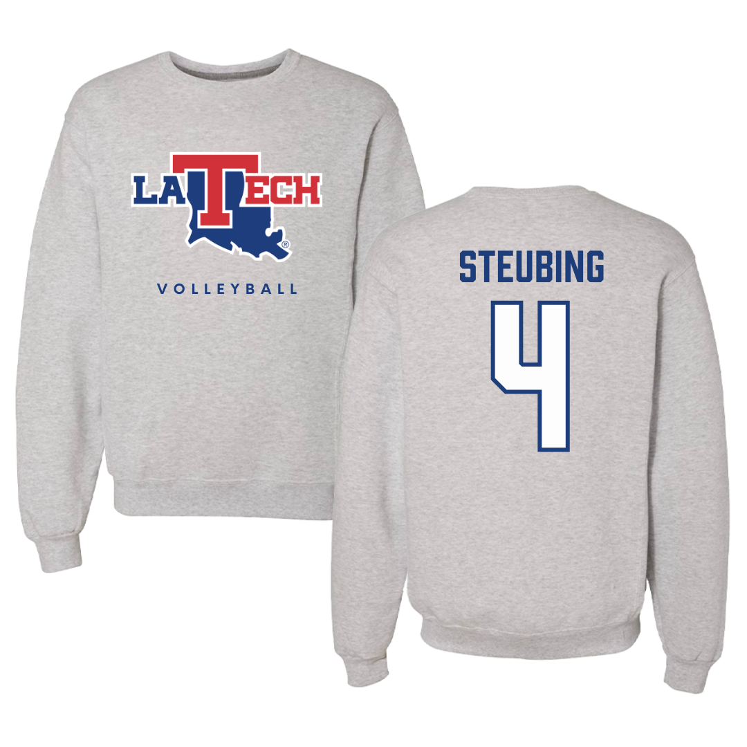 Louisiana Tech University Volleyball Gray Crewneck  - #4 Riley Steubing