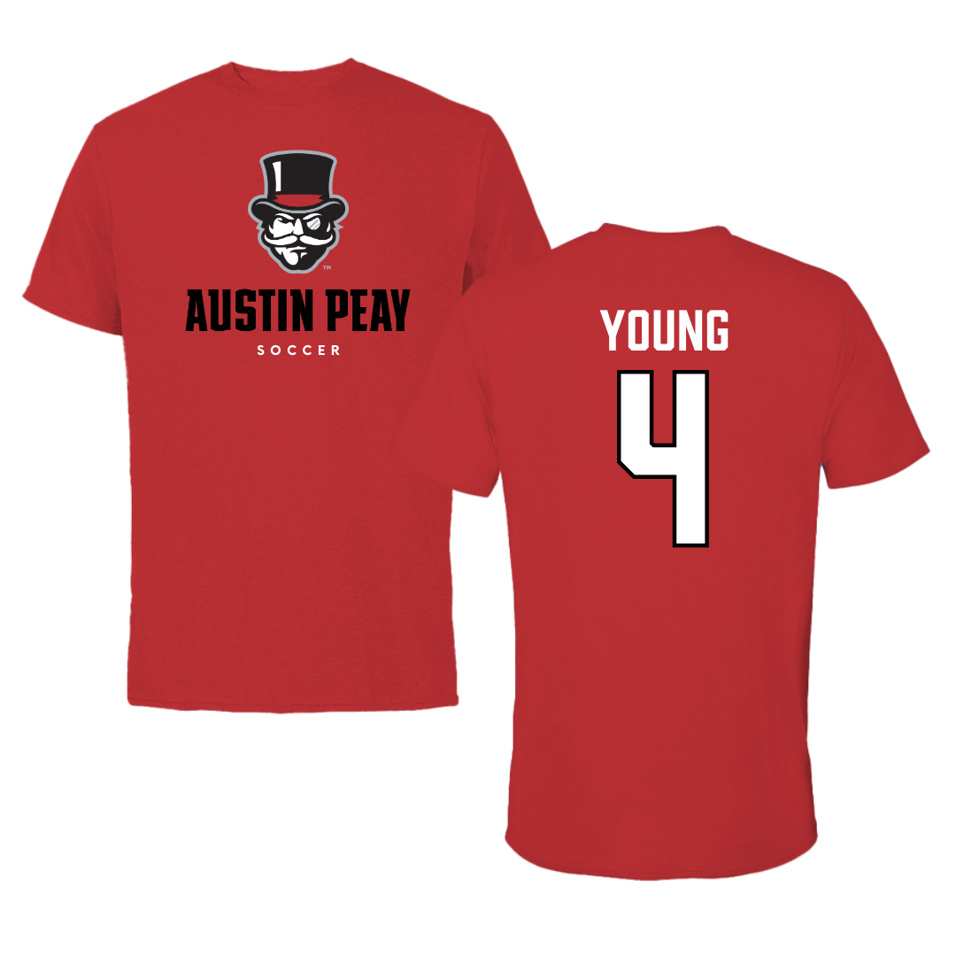 Austin Peay State University Soccer Red Mascot Tee - #4 Carolyne Young