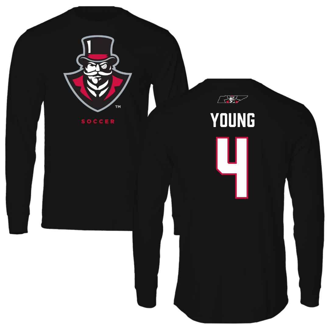 Austin Peay State University Soccer Black Mascot Long Sleeve - #4 Carolyne Young
