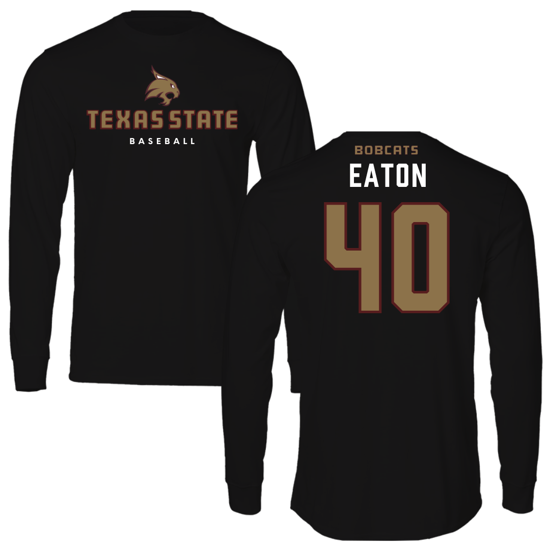 Texas State University Baseball Black Long Sleeve  - #40 Austin Eaton