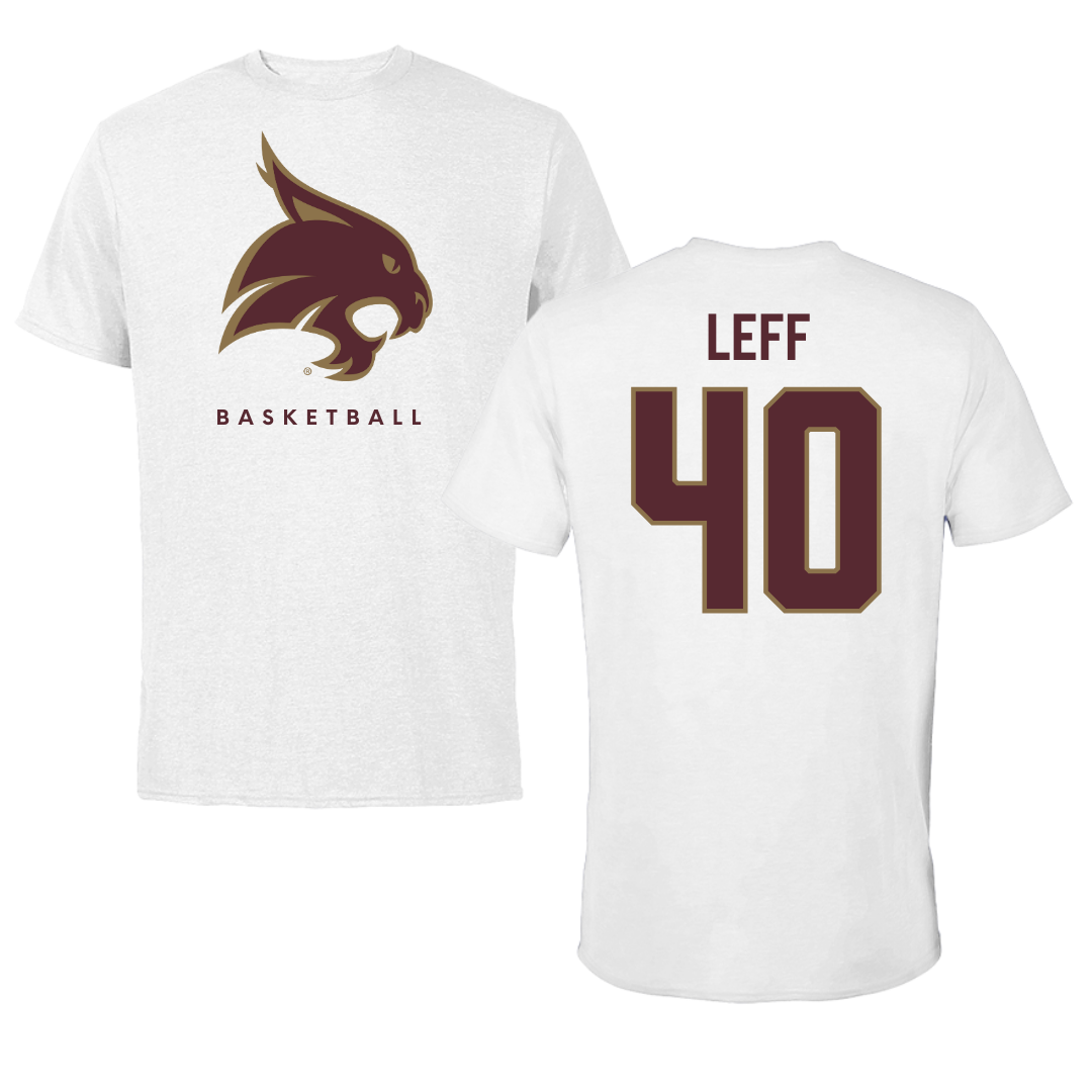 Texas State University Basketball White Tee  - #40 Nicole Leff