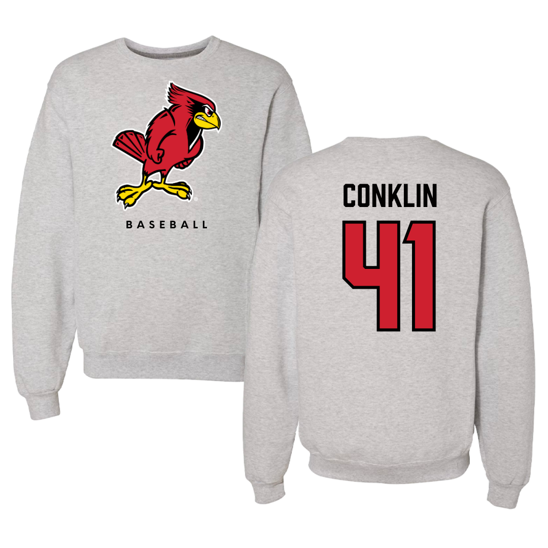 Illinois State University Baseball Gray Crewneck  - #41 MacCallan Conklin