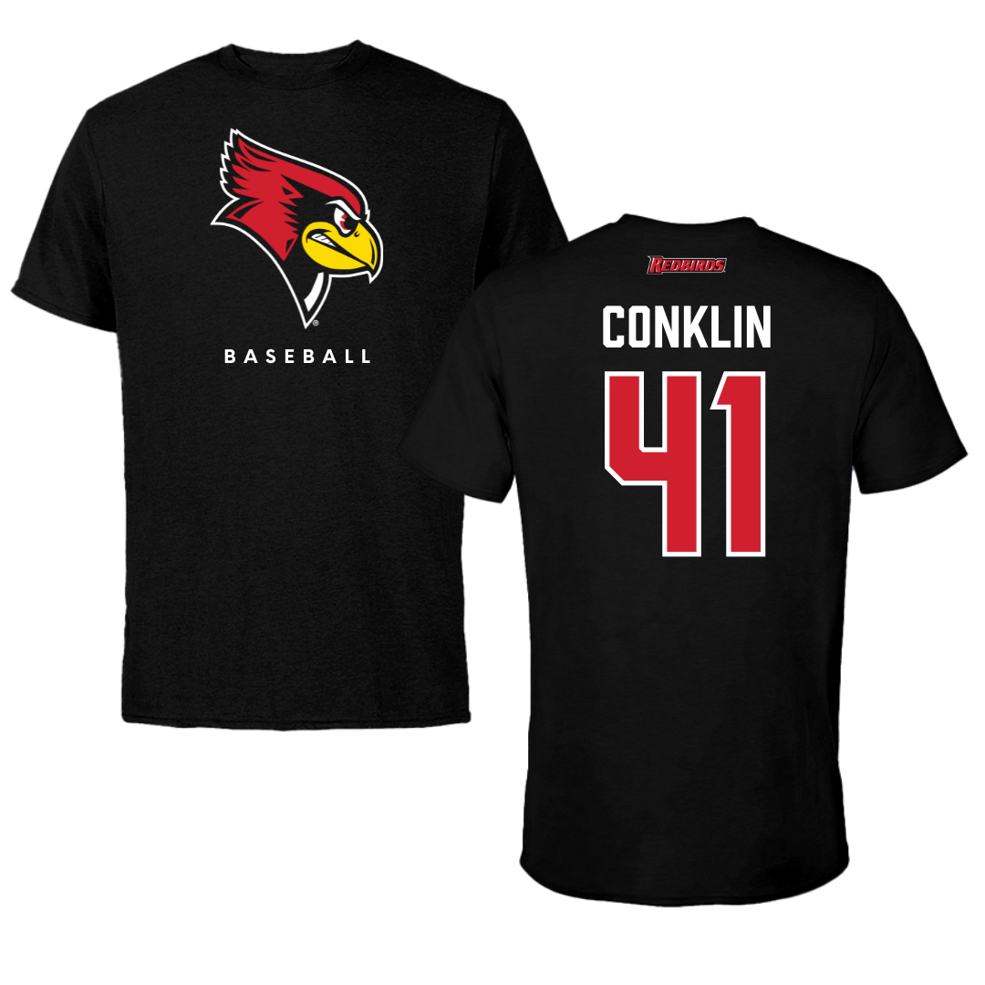 Illinois State University Baseball Black Tee  - #41 MacCallan Conklin