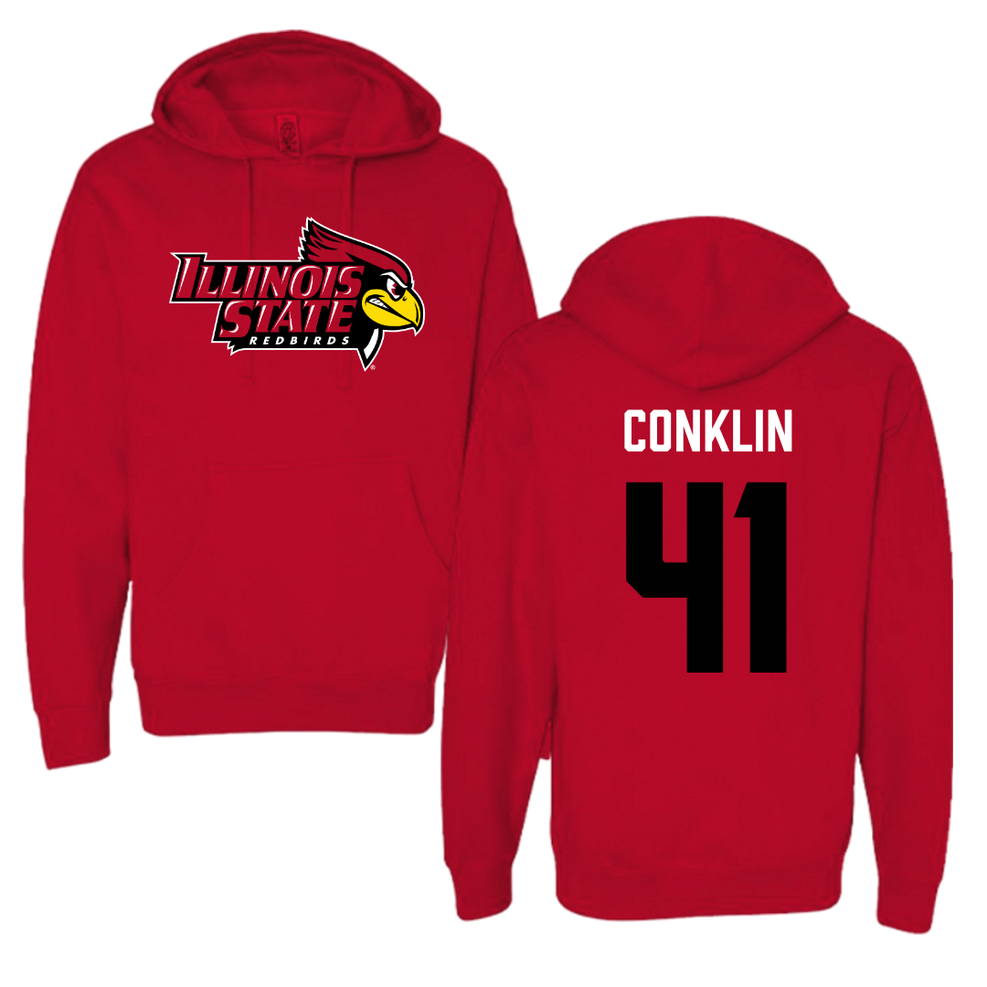 Illinois State University Baseball Red Hoodie  - #41 MacCallan Conklin