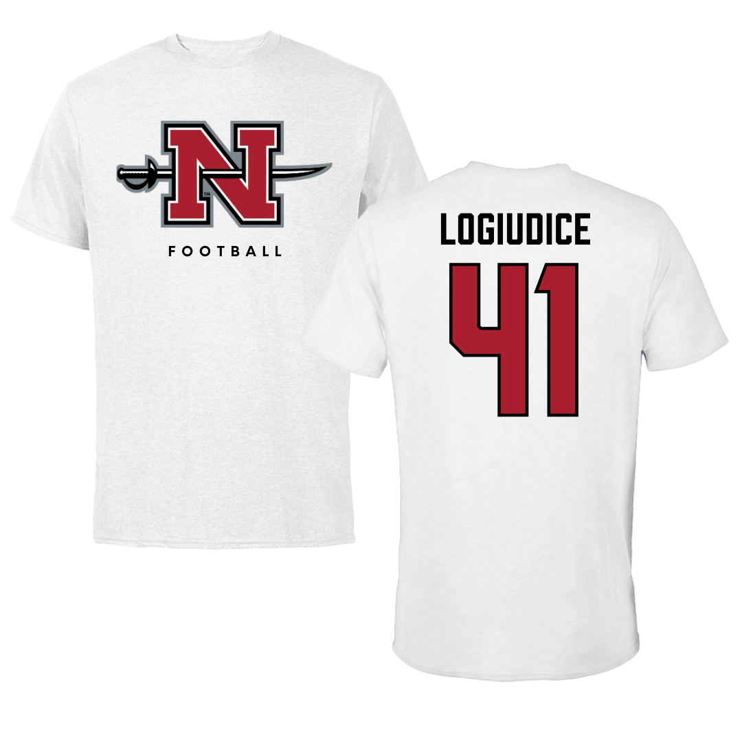 Nicholls State University Football White Tee  - #41 Dominic LoGiudice