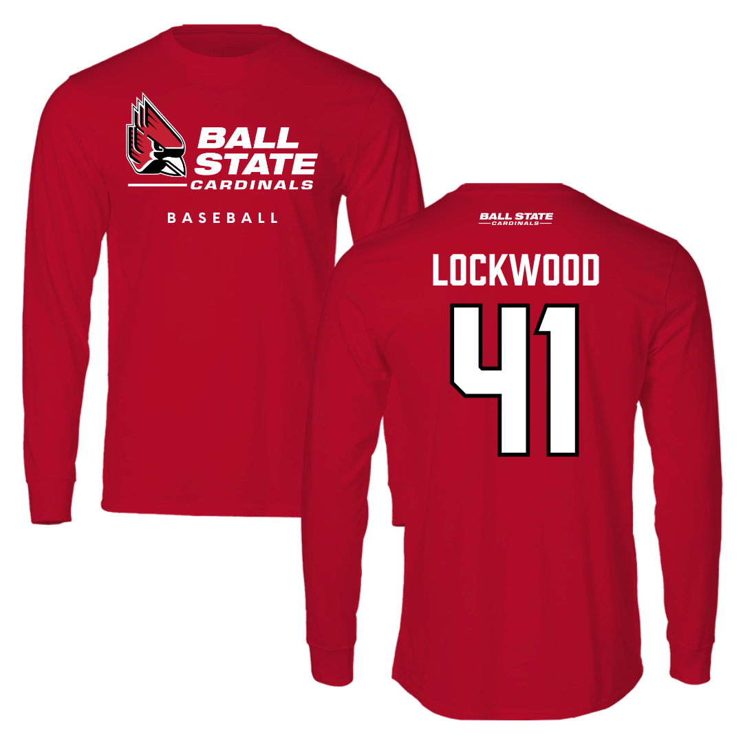 Ball State University Baseball Red Long Sleeve  - #41 Caden Lockwood