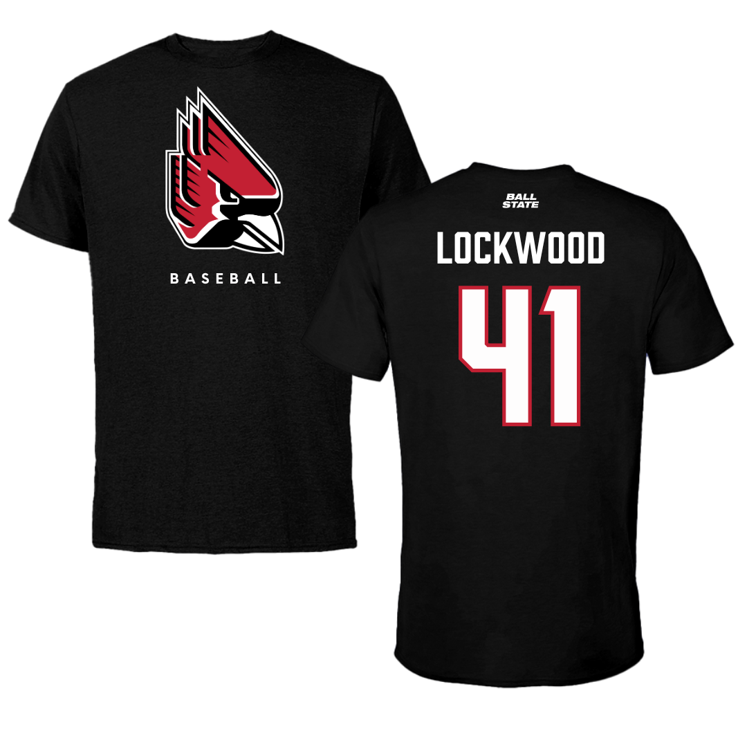 Ball State University Baseball Black Tee  - #41 Caden Lockwood