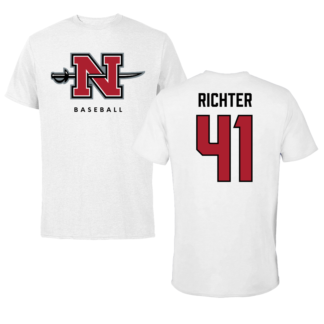 Nicholls State University Baseball White Tee  - #41 Chase Richter