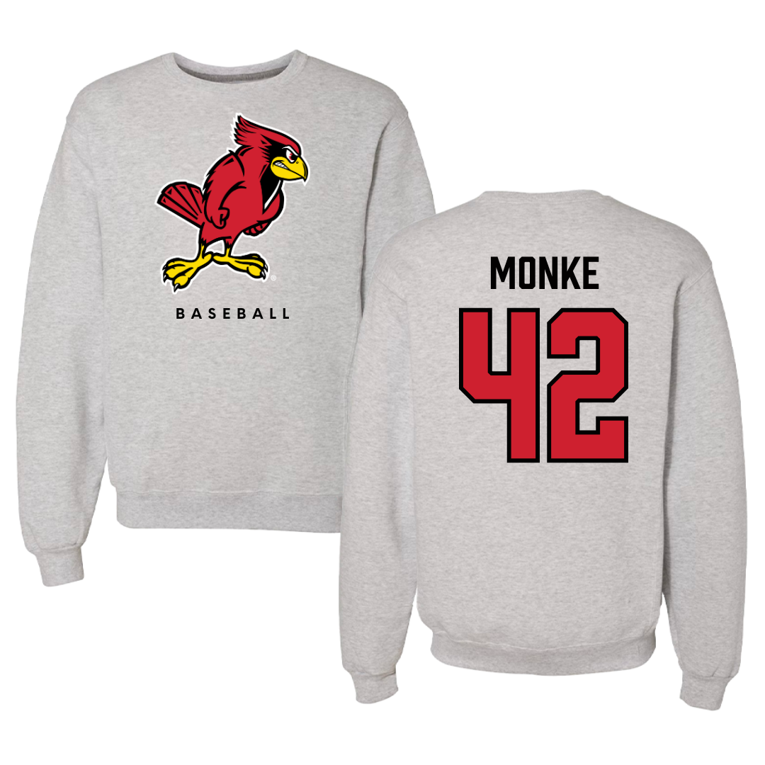 Illinois State University Baseball Gray Crewneck  - #42 Carter Monke
