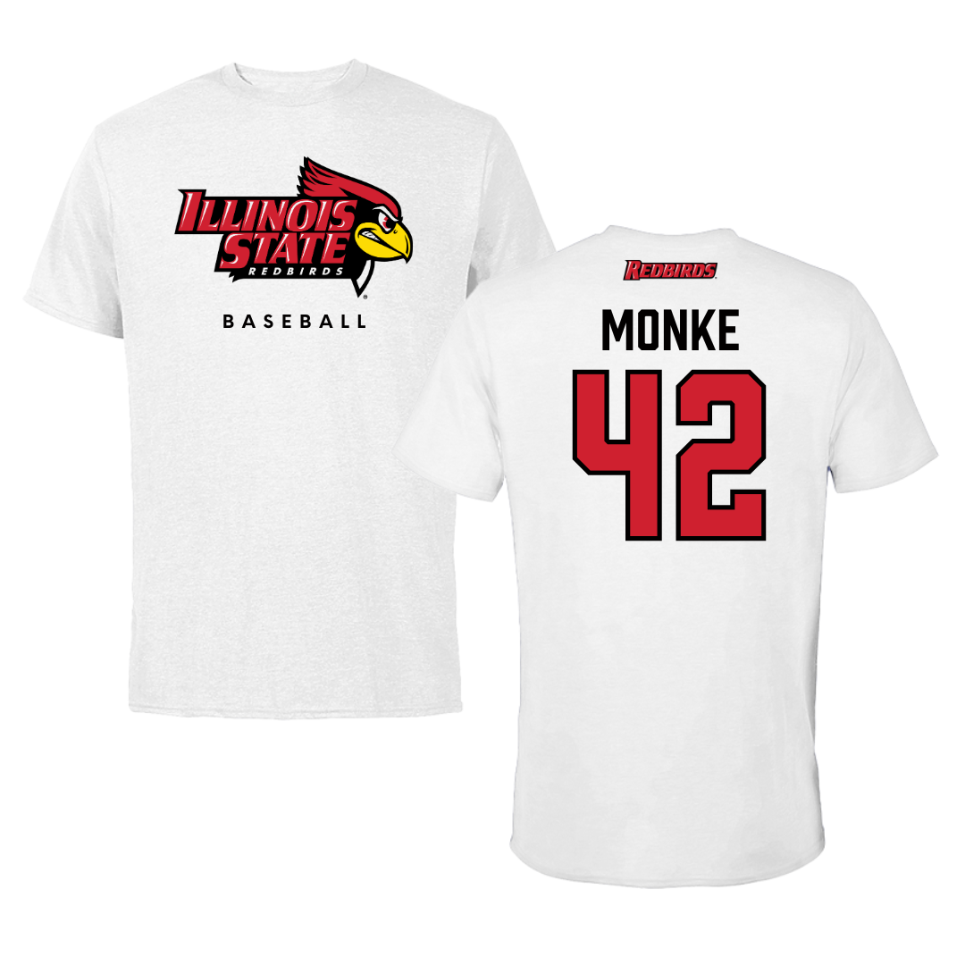 Illinois State University Baseball White Tee  - #42 Carter Monke