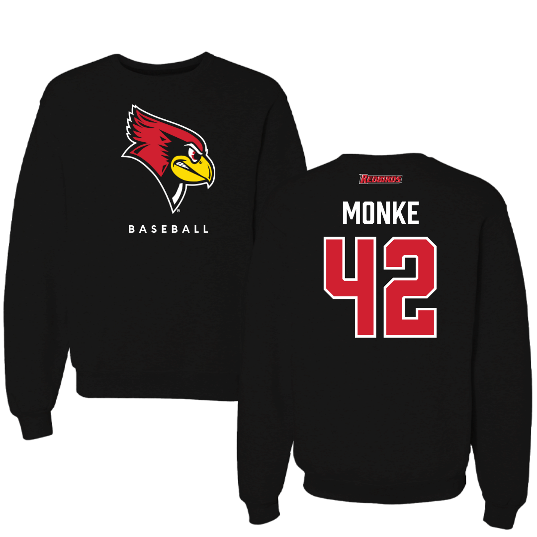Illinois State University Baseball Black Mascot Crewneck  - #42 Carter Monke