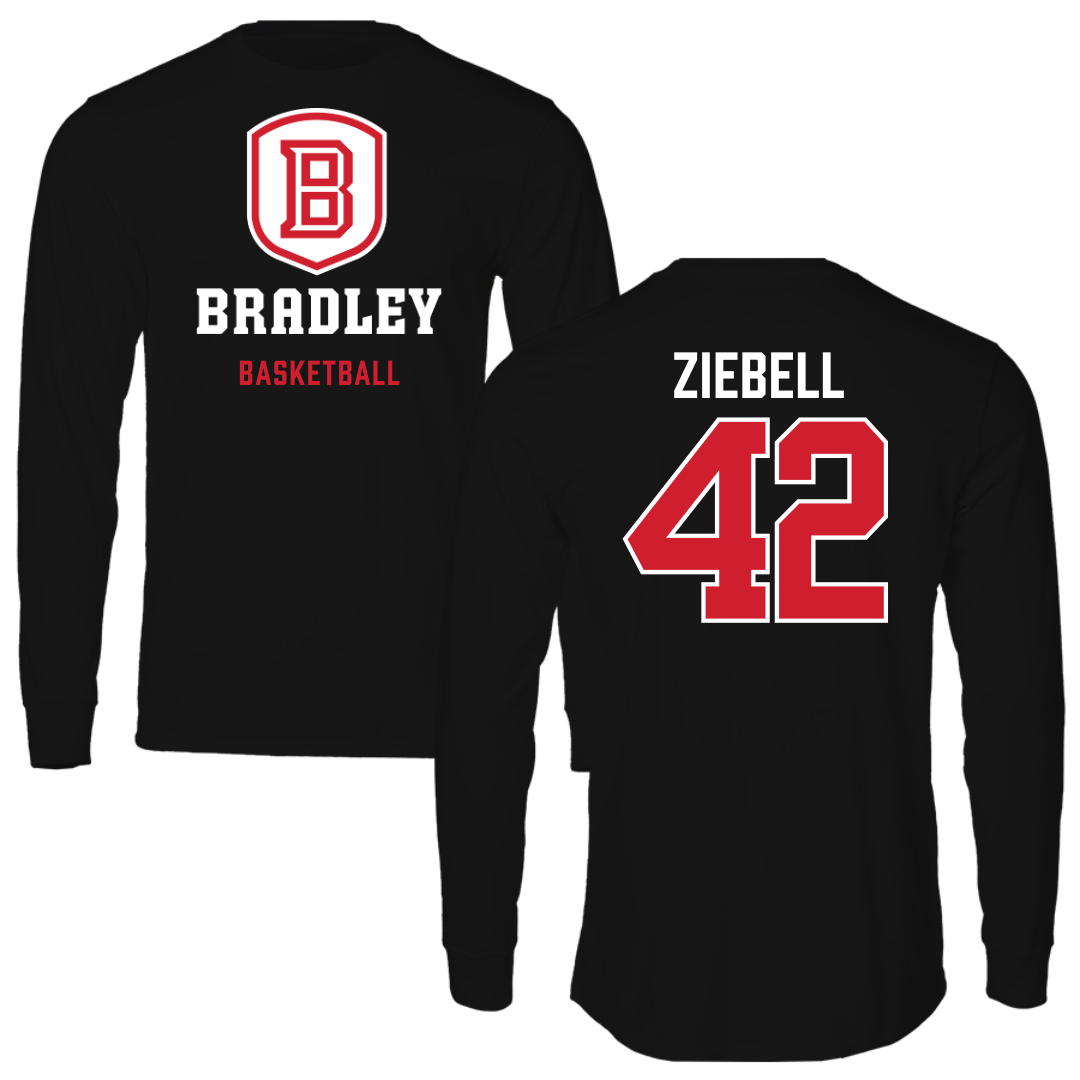 Bradley University Basketball Black Block Long Sleeve - #42 Callie Ziebell