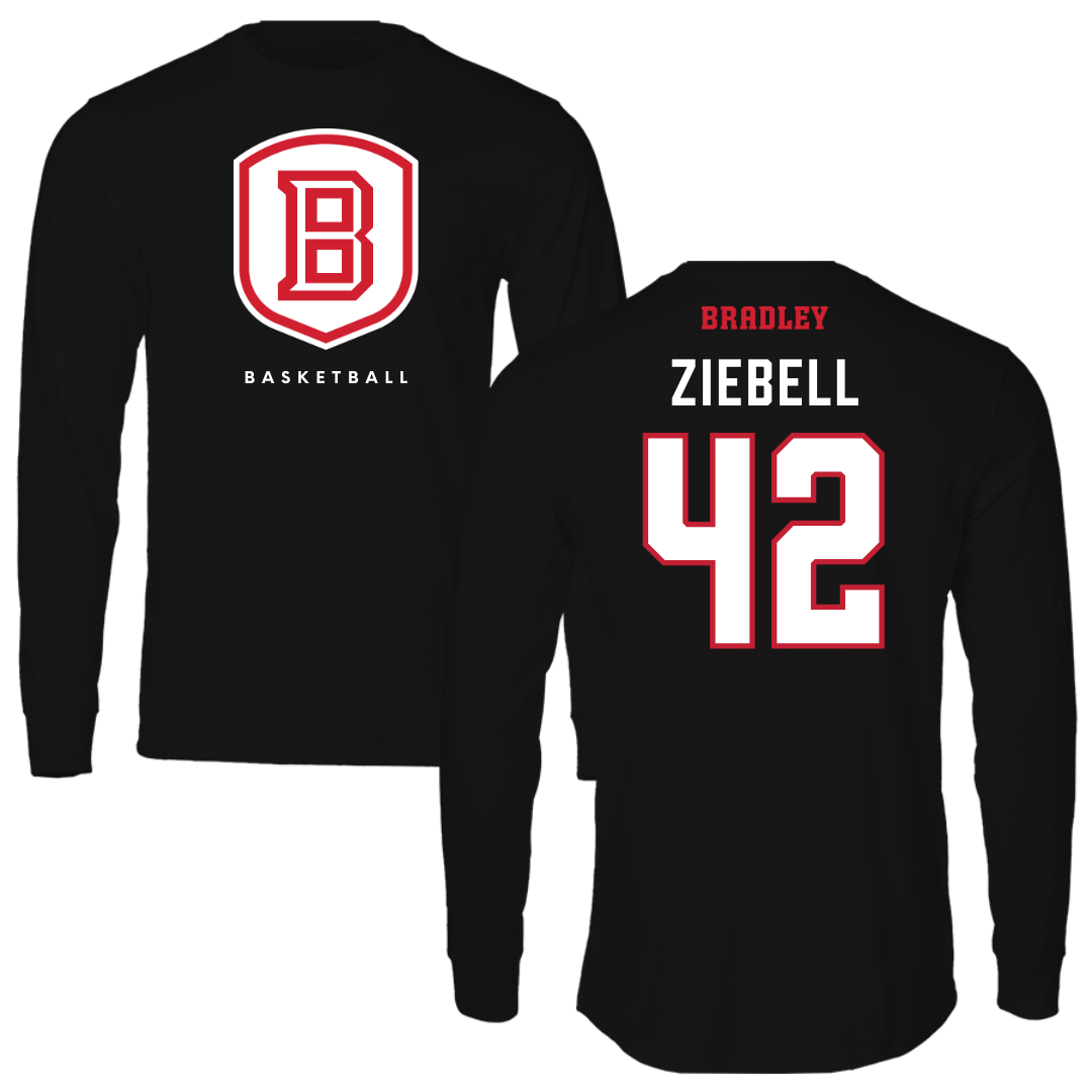 Bradley University Basketball Black Shield Long Sleeve - #42 Callie Ziebell