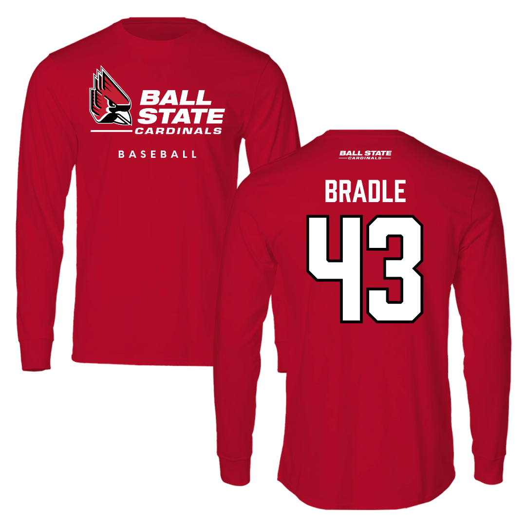 Ball State University Baseball Red Long Sleeve  - #43 Ty Bradle
