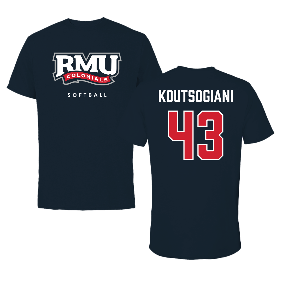 Robert Morris University Softball Navy Tee  - #43 Alaina Koutsogiani