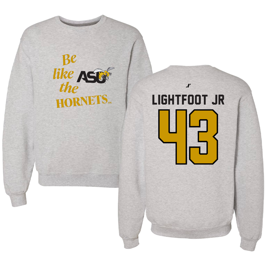 Alabama State University Football Light Gray Be Like Us Crewneck - #43 Terrell Lightfoot Jr