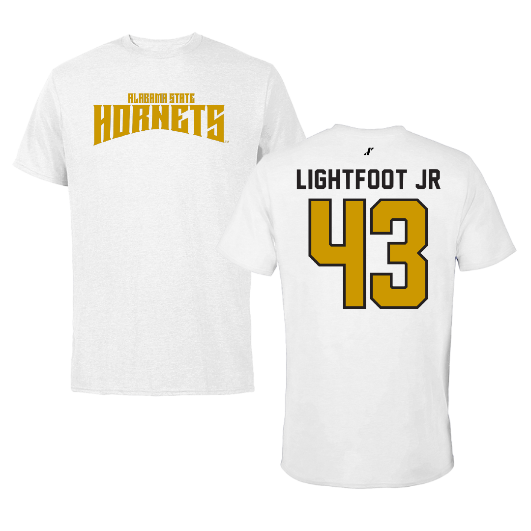 Alabama State University Football White Classic Performance Tee - #43 Terrell Lightfoot Jr