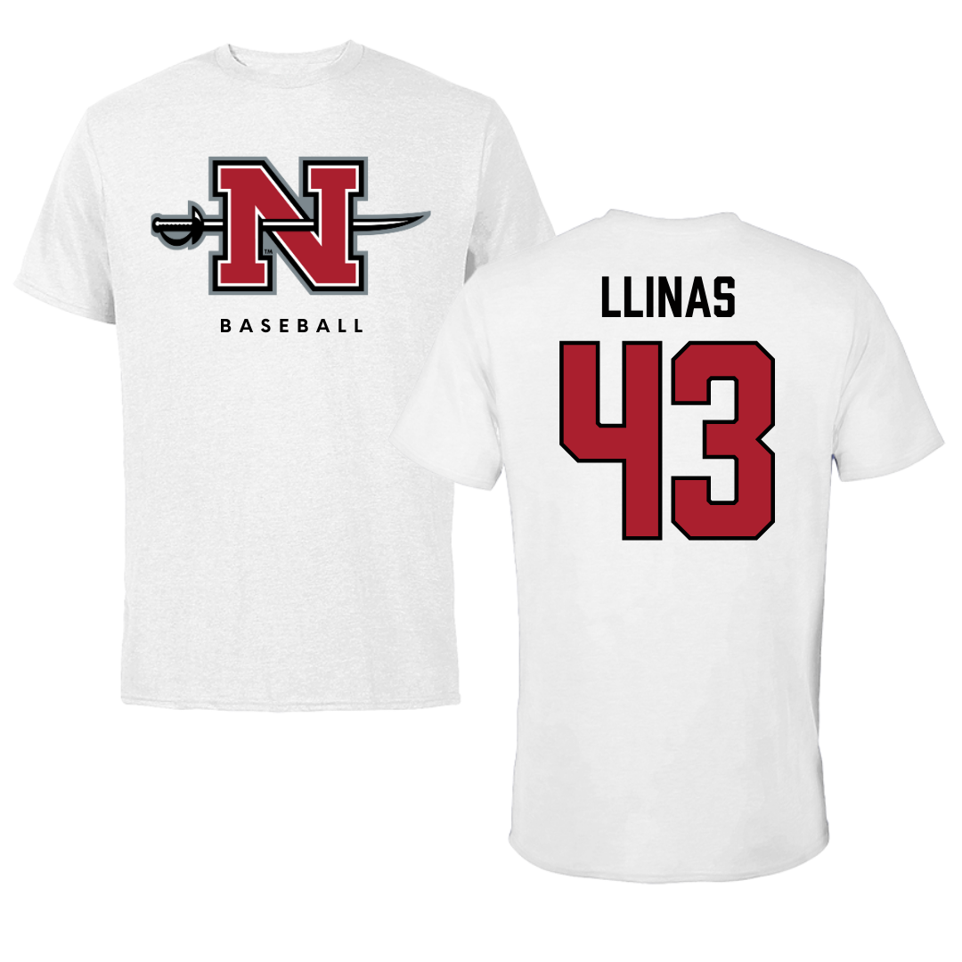 Nicholls State University Baseball White Tee  - #43 Alexander Llinas