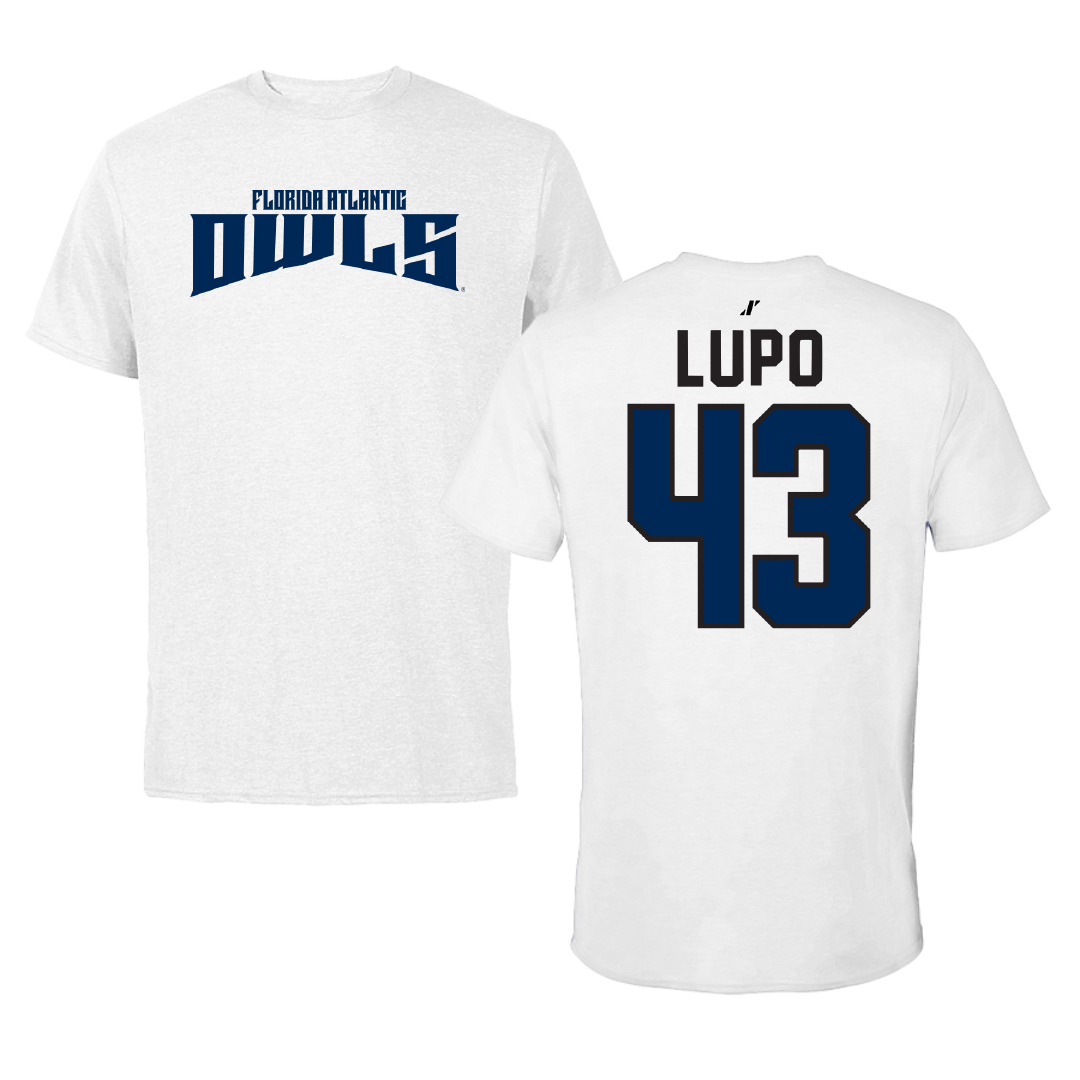 Florida Atlantic University Football White Classic Performance Tee - #43 Logan Lupo