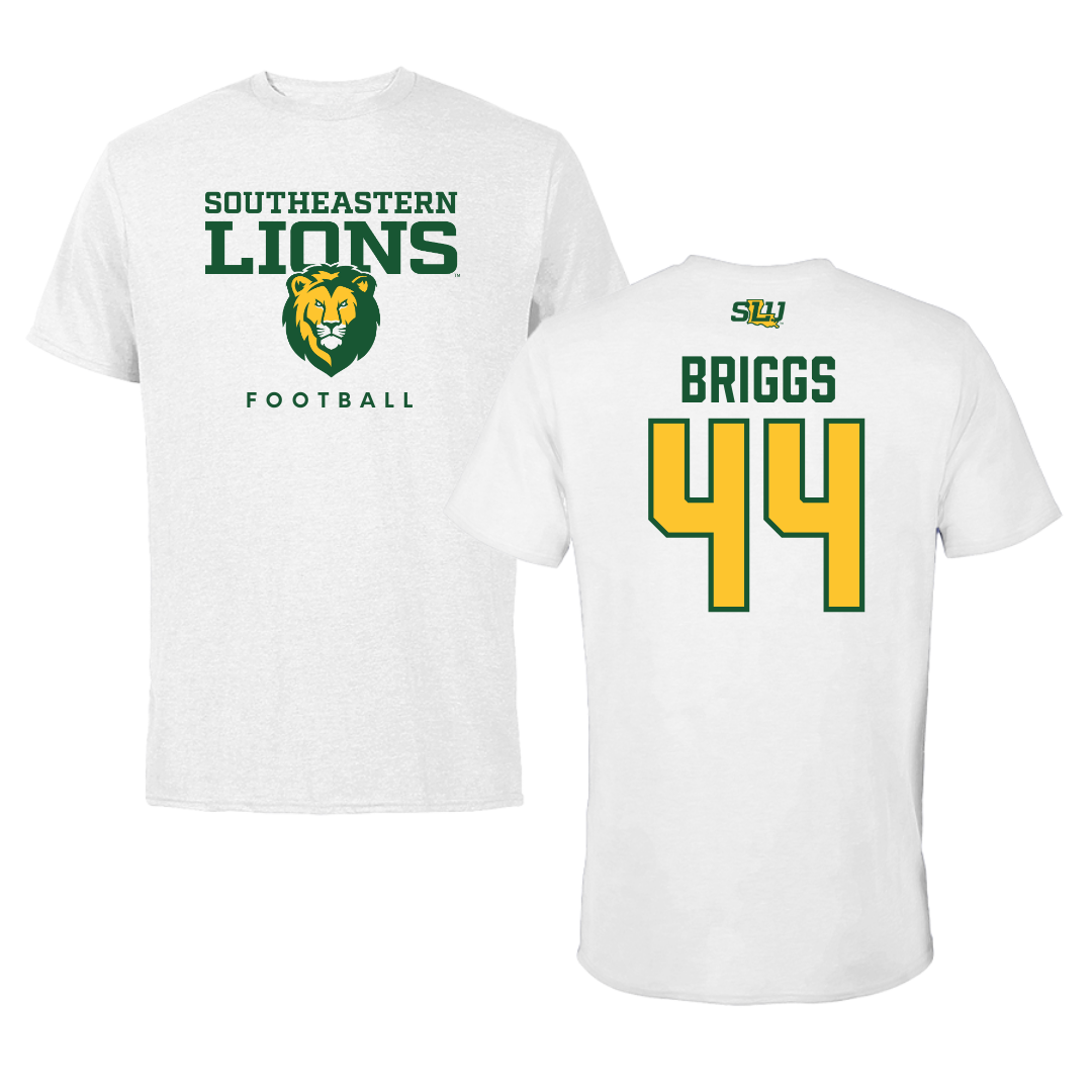 Southeastern Louisiana University Football White Tee  - #44 Connor Briggs