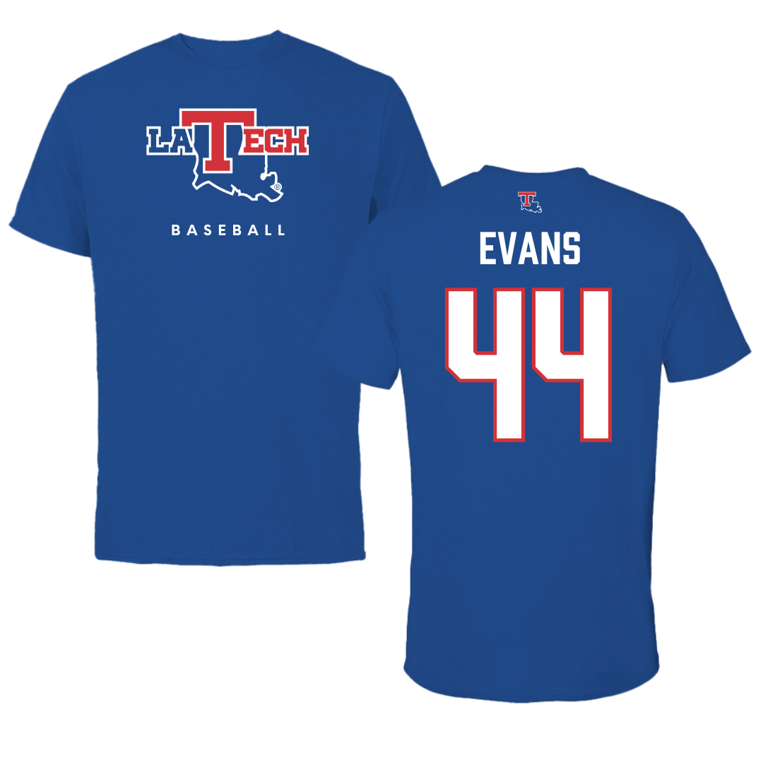 Louisiana Tech University Baseball True Royal Tee  - #44 Karson Evans