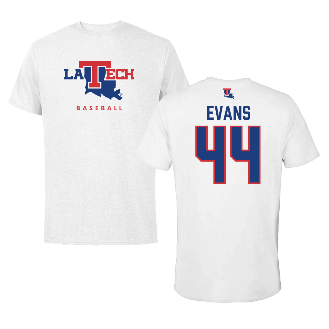 Louisiana Tech University Baseball White Tee  - #44 Karson Evans