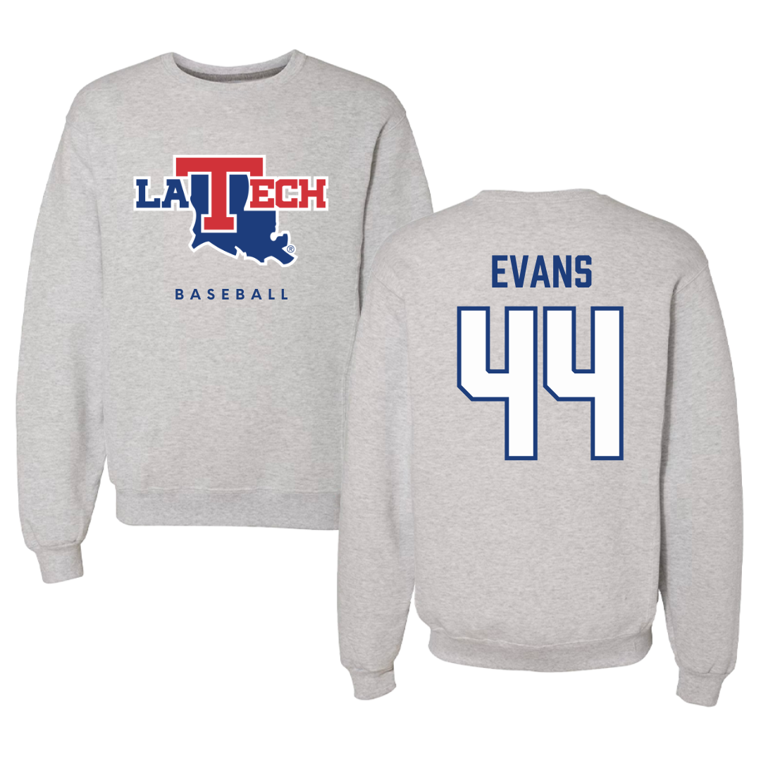 Louisiana Tech University Baseball Gray Crewneck  - #44 Karson Evans