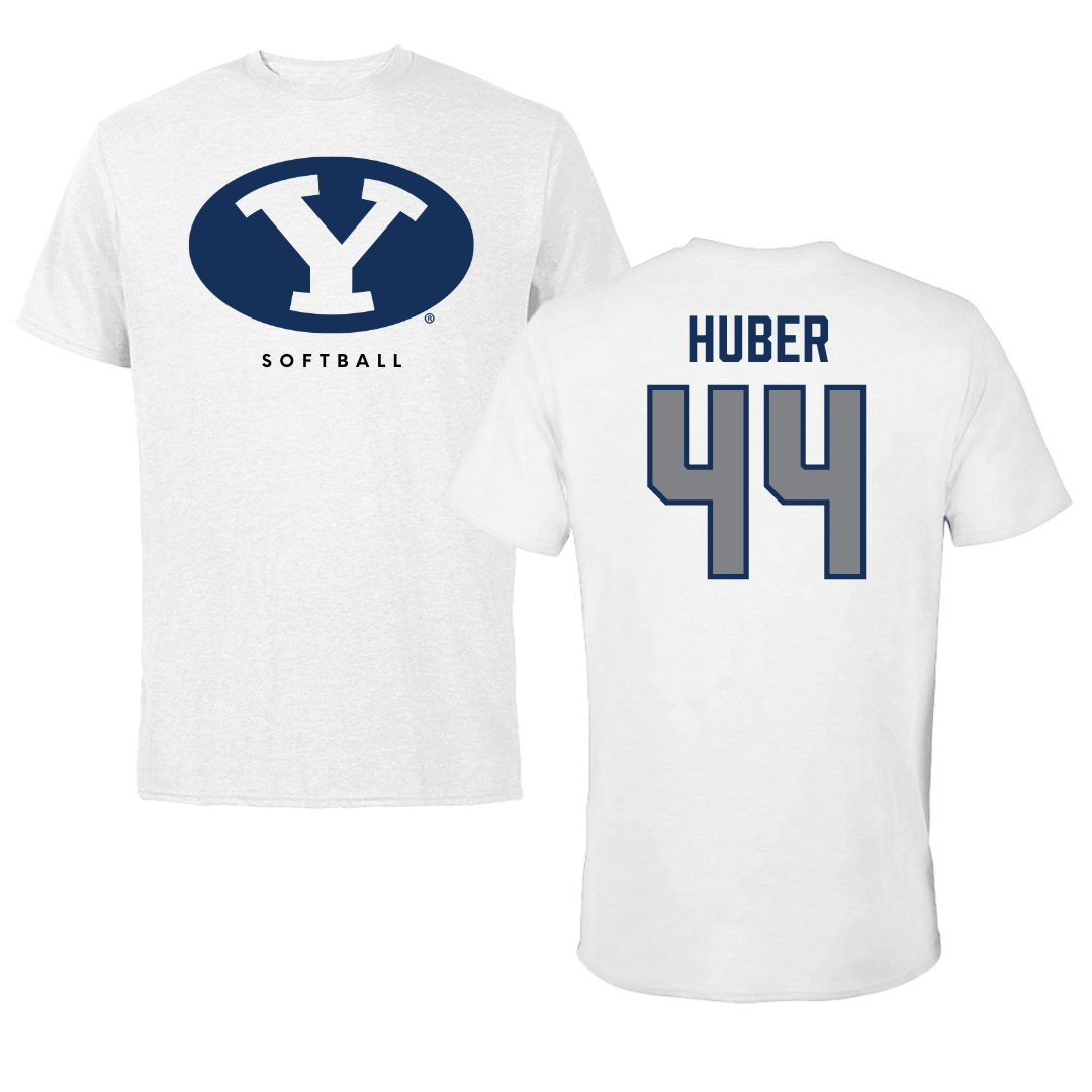 Brigham Young University Softball White Tee  - #44 Hina Huber