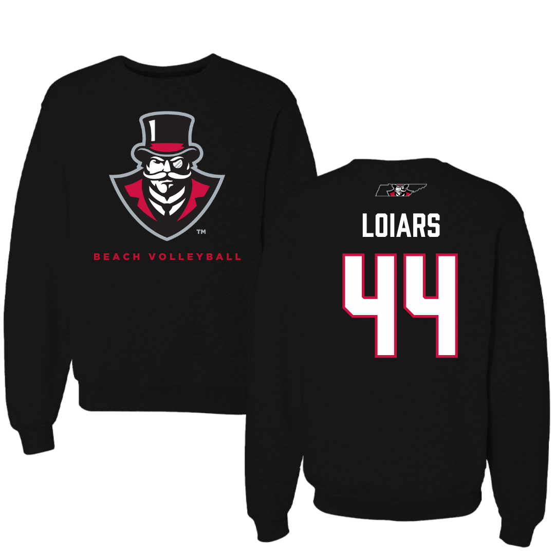 Austin Peay State University Beach Volleyball Black Mascot Crewneck - #44 Emma Loiars