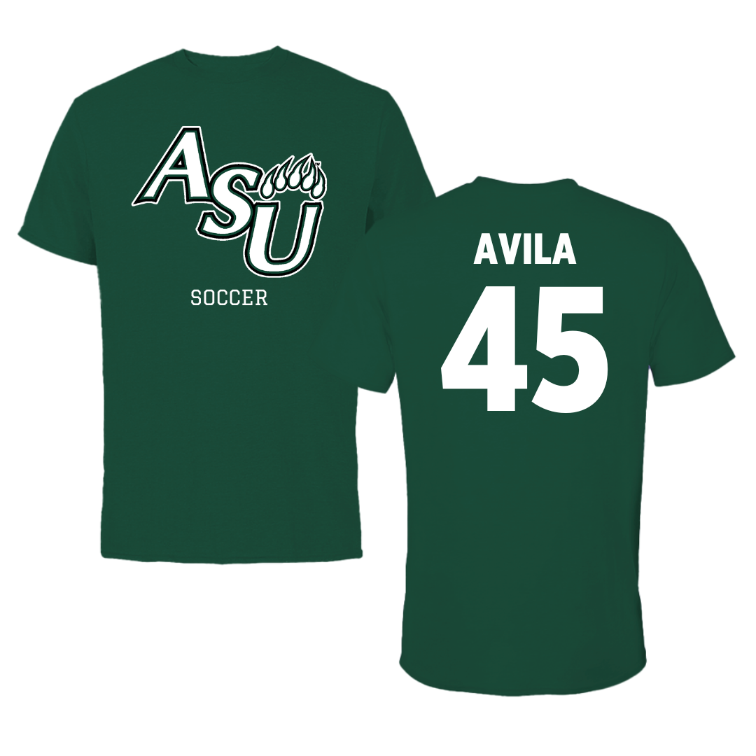 Adams State University Soccer Green Tee  - #45 Caleb Avila