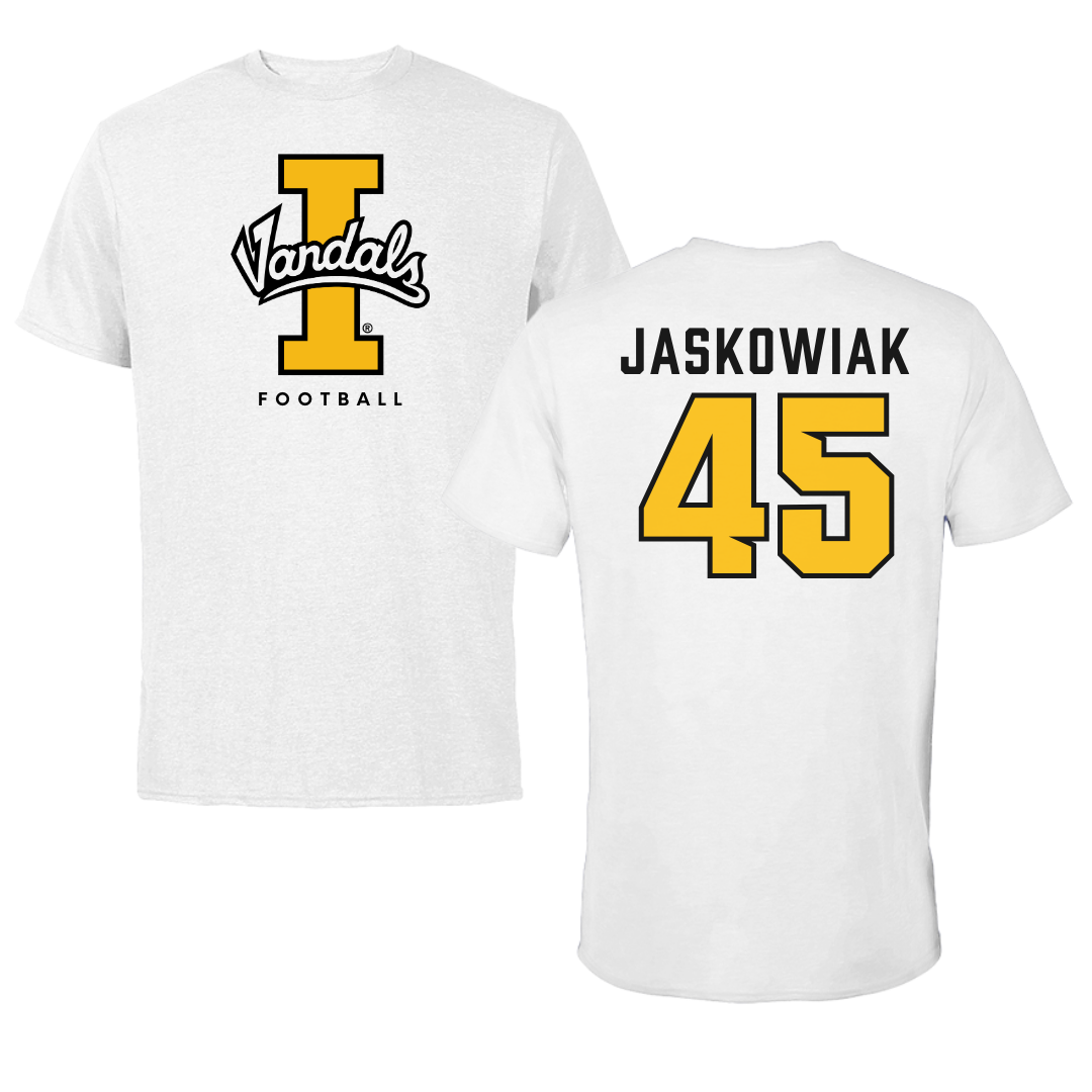 University of Idaho Football White Vandals Tee - #45 Mitchel Jaskowiak