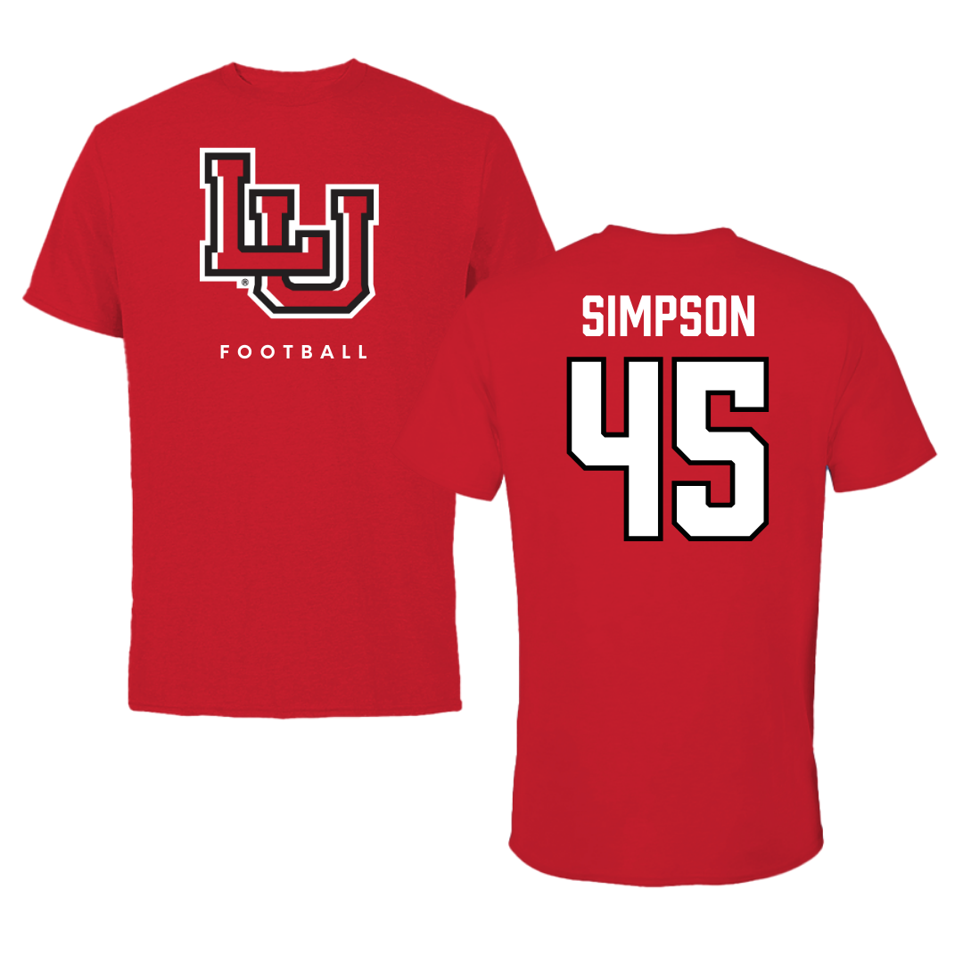 Lamar University Football Red Tee  - #45 Kei'trone Simpson