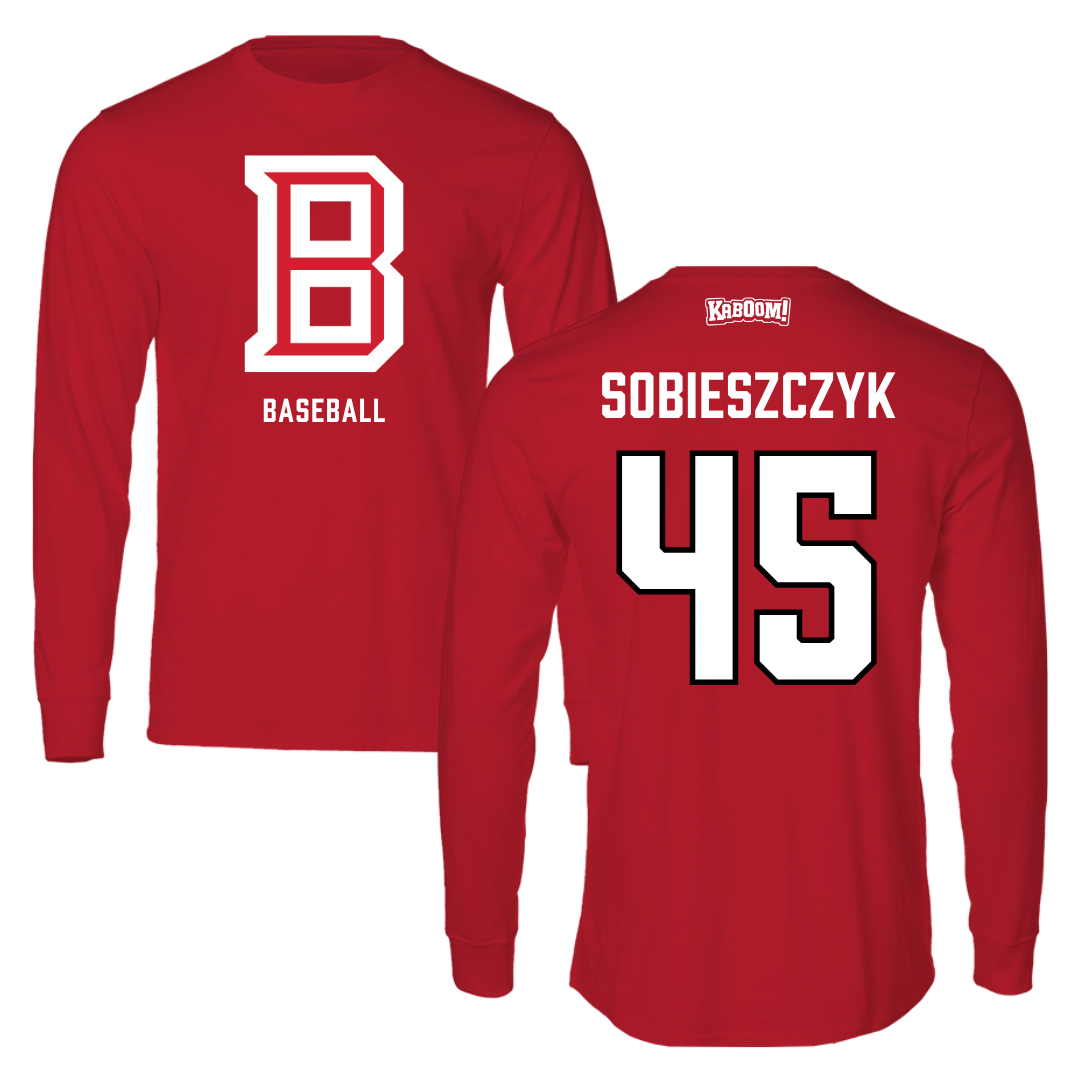 Bradley University Baseball Red Long Sleeve  - #45 Isaac Sobieszczyk