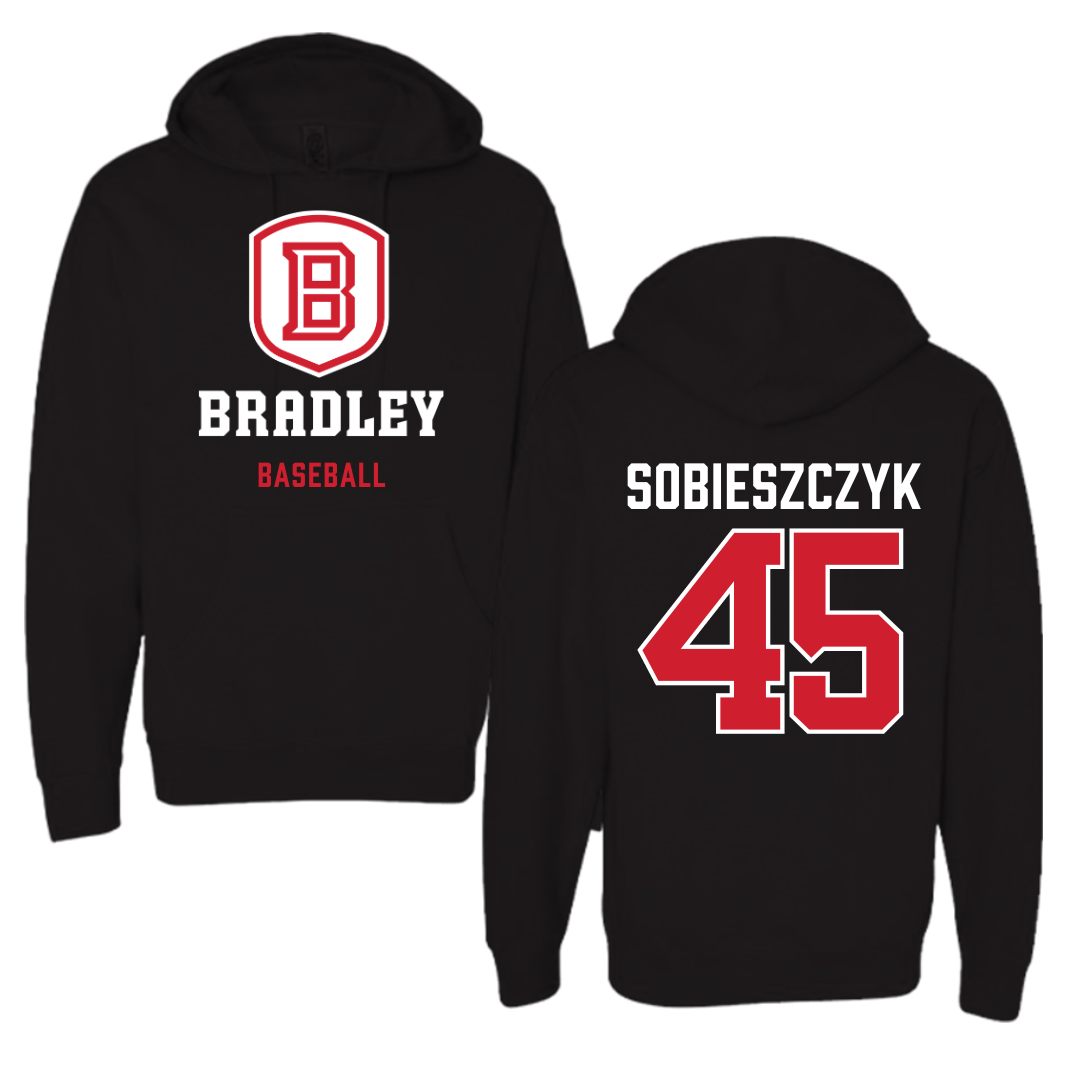Bradley University Baseball Black Hoodie  - #45 Isaac Sobieszczyk