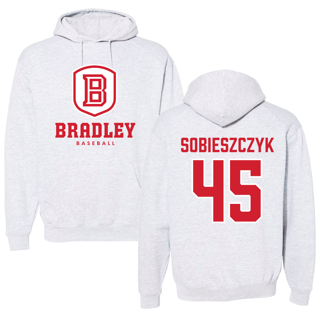 Bradley University Baseball Gray Hoodie  - #45 Isaac Sobieszczyk