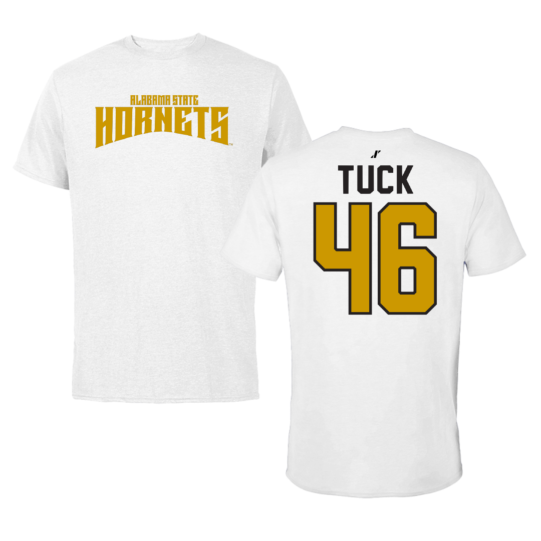 Alabama State University Football White Classic Performance Tee - #46 Harrison Tuck