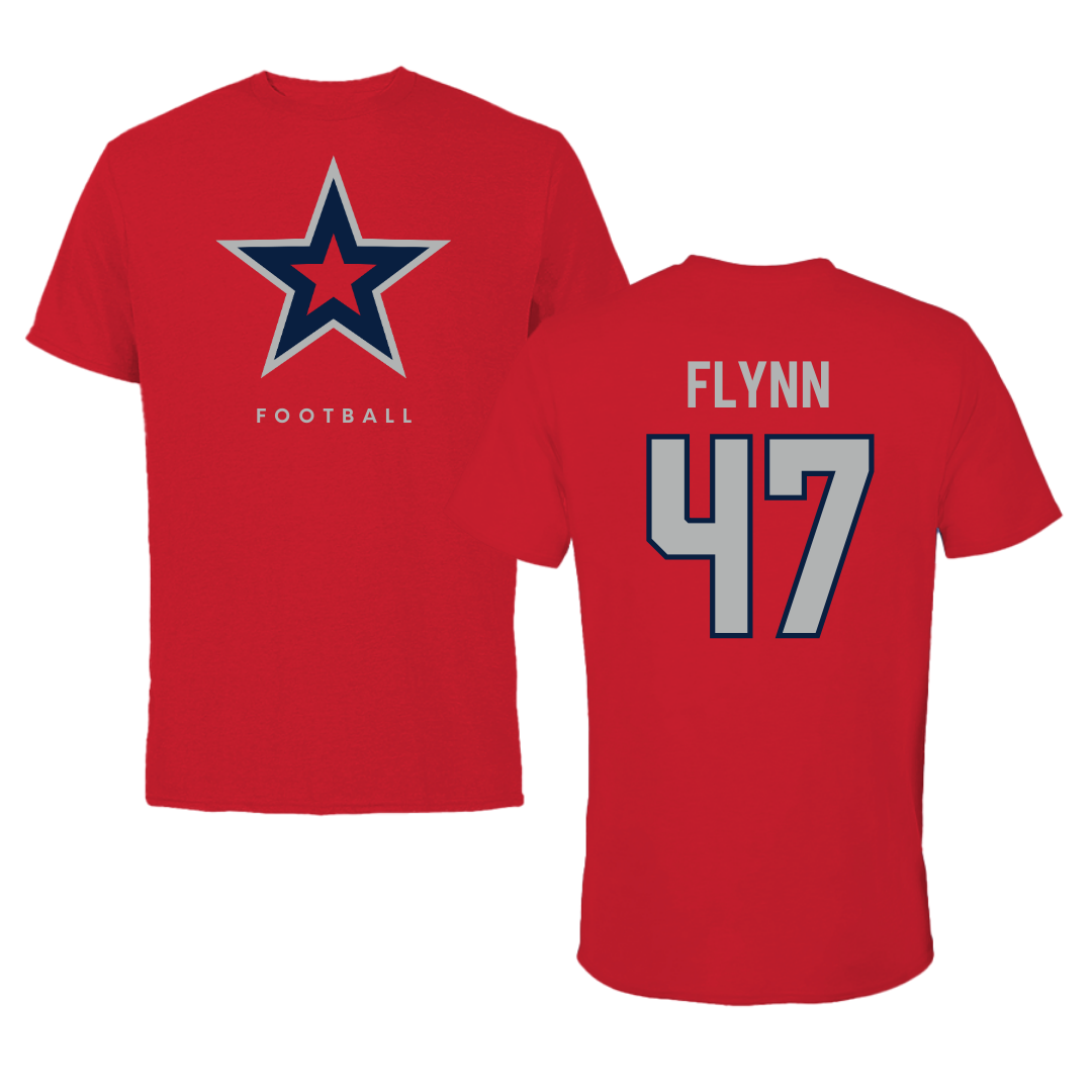 Robert Morris University Football Red Tee  - #47 Mack Flynn