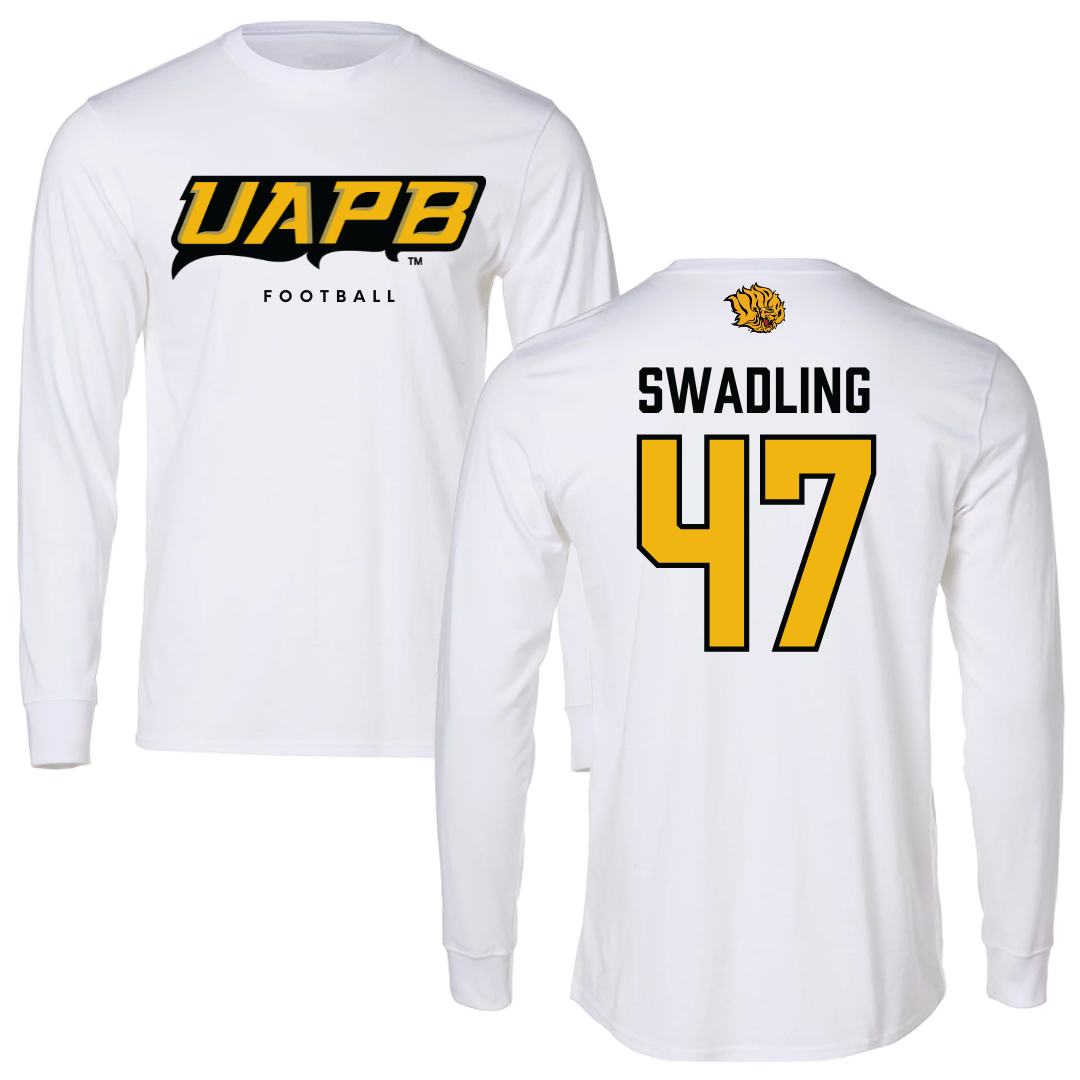 University of Arkansas-Pine Bluff Football White Long Sleeve  - #47 Andrew Swadling