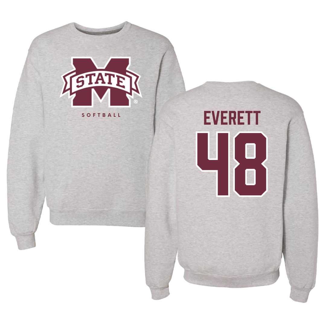 Mississippi State University Softball Gray Crewneck  - #48 Delainey Everett