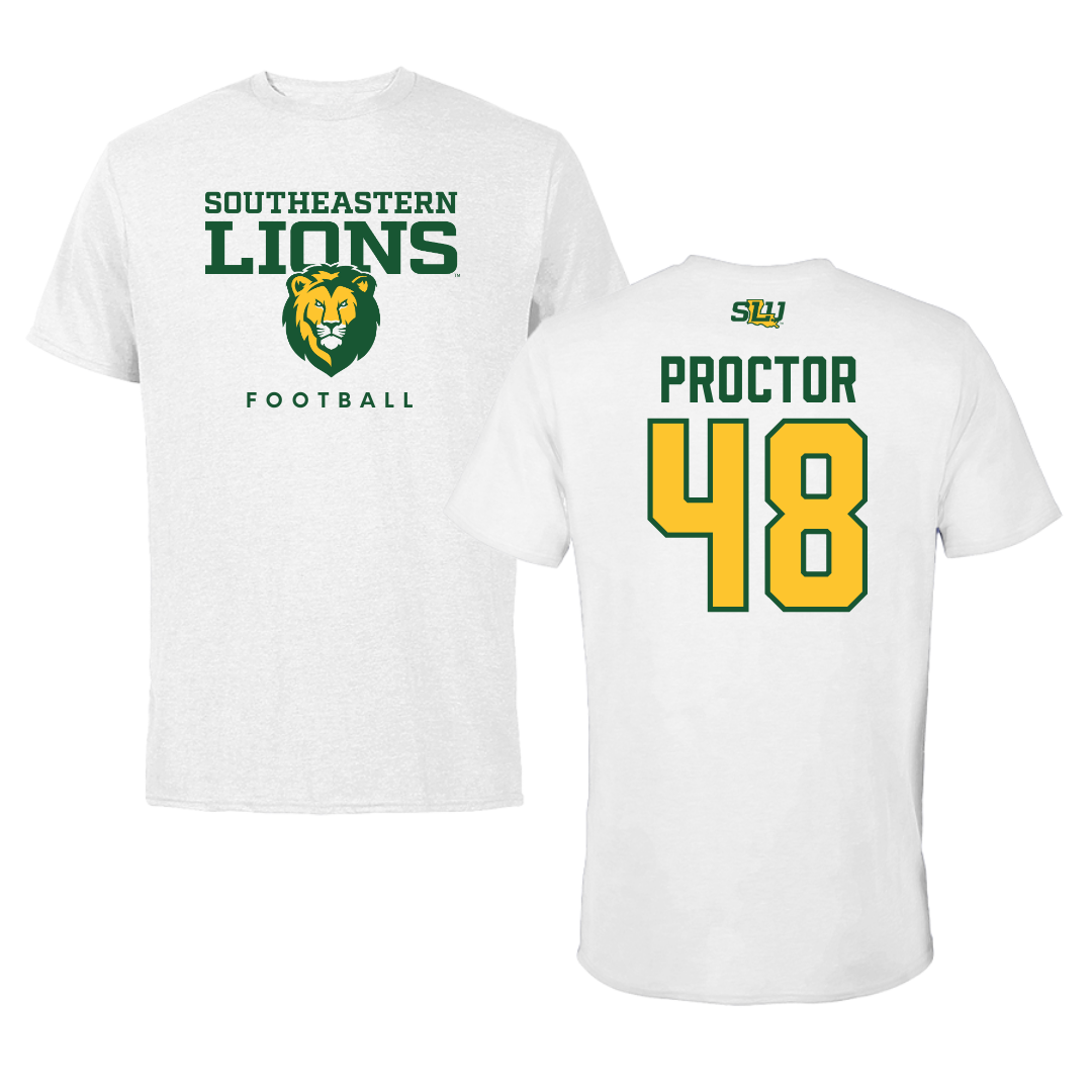 Southeastern Louisiana University Football White Tee  - #48 Kaleb Proctor