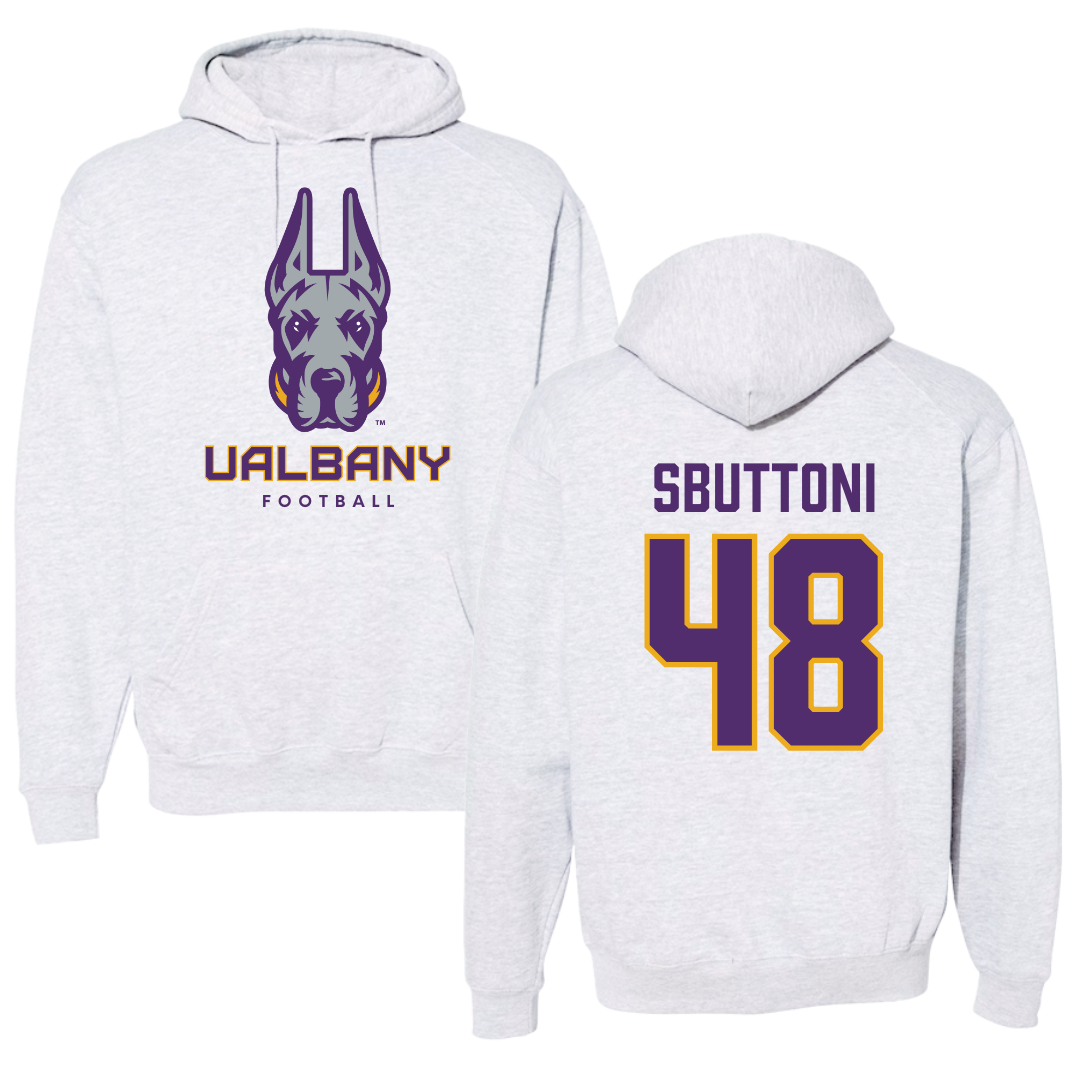 University at Albany Football Gray Hoodie  - #48 Michael Sbuttoni