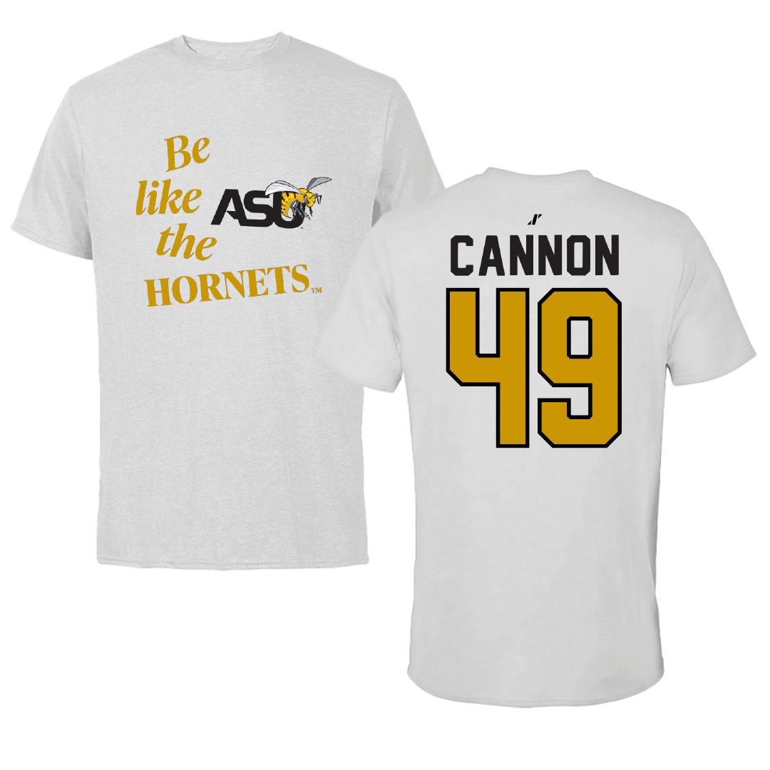 Alabama State University Football Light Gray Be Like Us Performance Tee - #49 Baylor Cannon