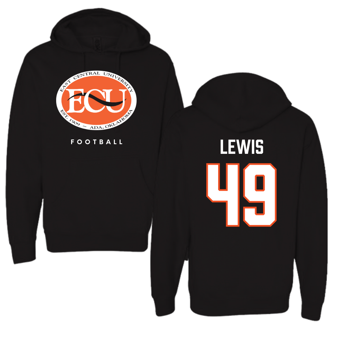East Central University Football Black Hoodie  - #49 Amajah Lewis